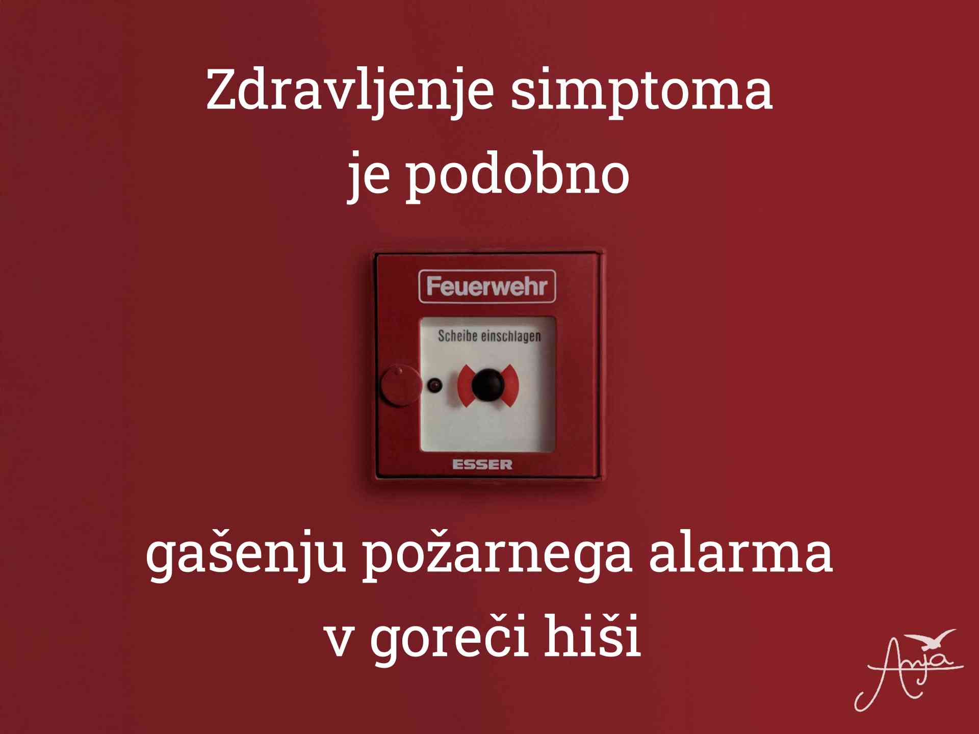 Zdravljenje simptoma je podobno gašenju požarnega alarma v goreči hiši